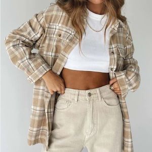 Princess Polly Tan Boyfriend Flannel